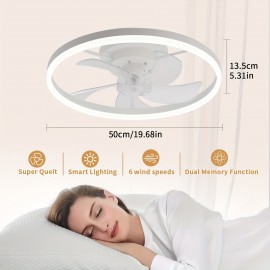 Modern embedded bladeless ceiling fan, 19.7-inch with light and remote control, dimmable 6-speed thin ceiling fan, 3000K-6500KLED fan light, suitable for bedrooms, dining rooms, and living rooms, Dining Room Fan, Home Air Circulation, Sleek Ceiling Fixture, Contemporary Lighting, Energyefficient Fan, Quiet Operation, Dimmable Lighting, Remotecontrolled Fan, Interior Designers, Home Decorators, Low Profile Ceiling Fan With Light, Ceiling Fan With Light And Remote Control,