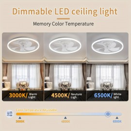 Modern embedded bladeless ceiling fan, 19.7-inch with light and remote control, dimmable 6-speed thin ceiling fan, 3000K-6500KLED fan light, suitable for bedrooms, dining rooms, and living rooms, Dining Room Fan, Home Air Circulation, Sleek Ceiling Fixture, Contemporary Lighting, Energyefficient Fan, Quiet Operation, Dimmable Lighting, Remotecontrolled Fan, Interior Designers, Home Decorators, Low Profile Ceiling Fan With Light, Ceiling Fan With Light And Remote Control,