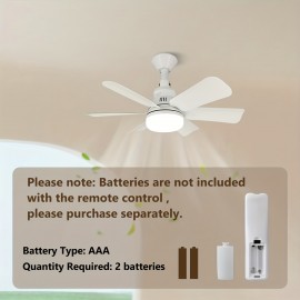 1 Set 20-Inch Modern White Ceiling Fan Light with Remote Control, 3-Speed Wind and Dimmable LED, Switchable Color Temperature, Energy-Efficient Design