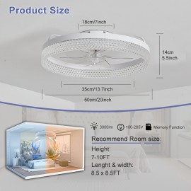 20 Inch Modern Low-Ceiling Fan with Light & Remote Control - 6-Speed Quiet Ceiling Fan, Dimmable Light (CRI >80), Wide Voltage (85-265V), Hardwired/Plug-in, Crystal-like Accent for Bedroom, Living Room, White/Light Color -, Ceiling Fan Light, Fan Light Ceiling, Ceiling Fan Light With Remote, Ceiling Light, Light Fan Ceiling, Ceiling Light With Fan, Fan Ceiling Light, Celling Light Fan, Ceiling Light Fan, Cieling Light Fan, Large Ceiling Fan Light, Light With Fan Ceiling,