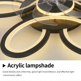 1pc, Remote Control LED Ceiling Fan with Light, Flower Shaped Ceiling Fan Light, 3 Light Colors, Dimmable Modern Low Profile Recessed Ceiling Fan Suitable for Kitchen, Bedroom, Commercial Lighting Suitable for Living Room, Dining Room, Coffee Shop, Shopping Mall, Very Suitable for Summer