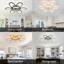 1pc, Remote Control LED Ceiling Fan with Light, Flower Shaped Ceiling Fan Light, 3 Light Colors, Dimmable Modern Low Profile Recessed Ceiling Fan Suitable for Kitchen, Bedroom, Commercial Lighting Suitable for Living Room, Dining Room, Coffee Shop, Shopping Mall, Very Suitable for Summer