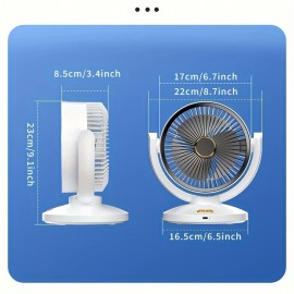 [USB Rechargeable Fan] Wall-Mounted USB Rechargeable Fan with Wind Speed Adjustment, 1800mAh Battery & Compact Design for Home, Office, School, Camping - Summer Cooling Essential, Office Airflow Fan, Durable Plastic Body