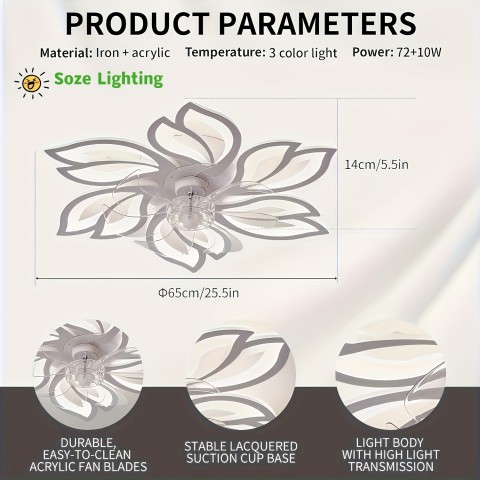 [Modern Ceiling Fan] Modern 1pc Recessed Ceiling Fan with LED Lights | 3-Color Lighting, Minimalist Design, Perfect for Living Room, Bedroom, Kitchen, Office Buildings, Cafe, Restaurants, Hotels - Hardwired, Includes Installation Hardware