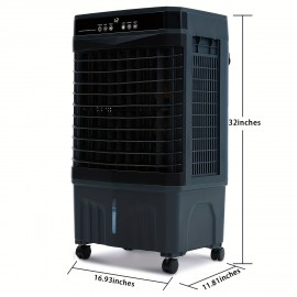 Evaporative Air Cooler with Remote Control, 3-Speed Fan, 12H Timer, Oscillation & Natural Wind Mode, Ice Making - Energy-Efficient Cooling System, Quiet Operation, for Home, Office, Bedroom, Living Room - Compatible with, Ideal for Rooms up to 300 Sq.Ft, Home Comfort, Contemporary Fan, Reliable Construction, Adjustable Speeds, Home Users