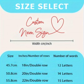 Customized Personalized LED Neon Light - Adjustable Brightness, 18-20 Inches Double Row, Special Love Design, USB-Powered Wall-Mounted Plastic Light for Anniversary, Wedding, Birthday, Valentine'S Day & Easter Decor, Neon Signs for Wall Decor