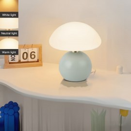 1pc Modern Elegant Touch-Control Metal Round Mushroom Table Lamp - Adjustable Color, Dimmable, USB Charging | Rechargeable Lithium Battery, Durable Plastic for Living Room, Bedroom, Study, Dining & Bar, Living Room Lamp, Sleek Metallic Finish
