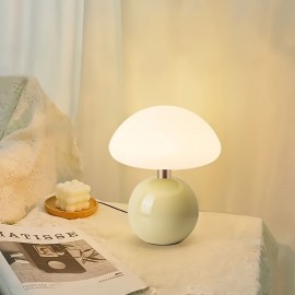 1pc Modern Elegant Touch-Control Metal Round Mushroom Table Lamp - Adjustable Color, Dimmable, USB Charging | Rechargeable Lithium Battery, Durable Plastic for Living Room, Bedroom, Study, Dining & Bar, Living Room Lamp, Sleek Metallic Finish