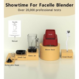 Red Smoothie Blender, Countertop Blender Kitchen, 55oz Glass blender smoothies and Shakes, Licuadora, Smoothie maker with touchscreen 3+P Speeds, Cleaning brush removable SS blade, Kitchen Blender, Blender Smoothie, Blender for Kitchen