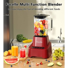 Red Smoothie Blender, Countertop Blender Kitchen, 55oz Glass blender smoothies and Shakes, Licuadora, Smoothie maker with touchscreen 3+P Speeds, Cleaning brush removable SS blade, Kitchen Blender, Blender Smoothie, Blender for Kitchen