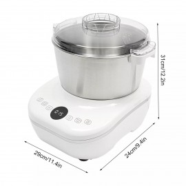 1.32gal Electric Dough Mixer Machine White Modern Design 200W Flour Kneading Appliance For Pizza, Bread, And Pastry Commercial And Home Use US Standard Plug, Digital Touch Control, 304 Stainless Steel & Silicone Construction
