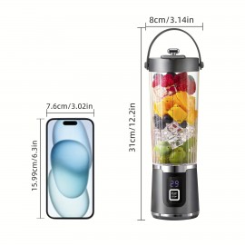 [USB Rechargeable Juicer] Senbowe USB Rechargeable Portable Juicer, Compact Blender, 500ml, Equipped with 10 Blades, Graduated Cup, Food Grade Abs, Easy to Clean Detachable Design, Dual Mode Of Smoothie And Fresh Juice, Convenient to Replenish Nutrients Anytime, Anywhere