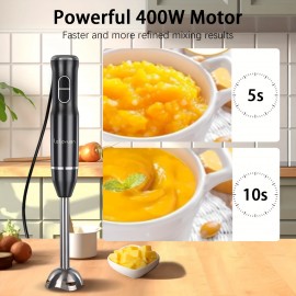 110V 400w Multifunctional Electric 2-Speed HandHeld Food Stick Blender with SUS304 2-leaf Blades, Immersion Hand Blender for Kitchen, Electric Hand Mixer for Soup Smoothie Sauces Food Milkshake Puree, Compact Kitchen Appliance, Versatile Kitchen Tool