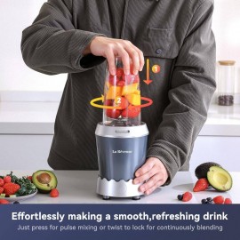 Personal Size 1000W /Plug-in Smoothie Blender Pro with 24oz to-Go Cup - High-Speed Blender for Smoothies, Protein Shakes, Food Prep, Portable Blending Machine, Compatible with /Outlet Power (Gray)