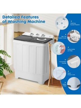 Portable Washing Machine Twin Tub - 28lbs Compact Washer(18lbs) And Dryer(10lbs) Combo with Drain Pump - Mini Laundry Machine for Apartments, Dorms, RVs, And Camping, Small Space Appliance, Lightweight Washerdryer, Spacesaving Design, Reliable