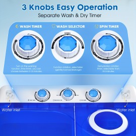 Portable Washing Machine Twin Tub - 28lbs Compact Washer(18lbs) And Dryer(10lbs) Combo with Drain Pump - Mini Laundry Machine for Apartments, Dorms, RVs, And Camping, Small Space Appliance, Lightweight Washerdryer, Spacesaving Design, Reliable