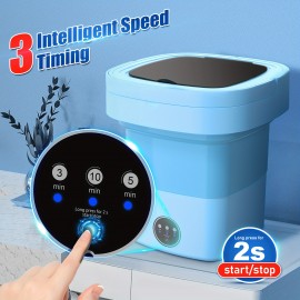 Portable 11-liter Mini Washer With Foldable Design For Travel, Camping, Apartments, Dormitories, And Clothes, Socks, And Underwear Features Three Intelligent Cleaning Modes