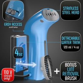 Travel Size Compact Travel Garment Steamer for Clothes to Go and Home Safe for Any Fabrics - Portable Handheld Steamer Powerful Steam Generator Iron for Clothes Best for Travel, 110V