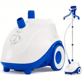 tanding Garment Steamer With Roll Wheels For Easy Movement, Water Tank For 1 Hour Continuous Steaming, Adjustable Pole For Storage, Easy-Roll Wheels, Garment Hanger, & Fabric Brush