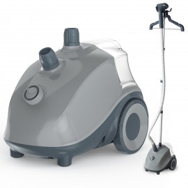 1500W Professional Garment Steamer Standing with Wheels - Heavy-Duty Clothes Steamer, 57.48oz Large Water Tank (55 Min Runtime), 45-Second Heat-Up, Wrinkle Remover for Dresses, Curtains, Bedding, -like Fabrics - Portable Standing Steamer