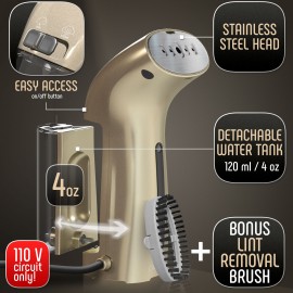 Travel Size Compact Travel Garment Steamer for Clothes to Go and Home Safe for Any Fabrics - Portable Handheld Steamer Powerful Steam Generator Iron for Clothes Best for Travel, 110V