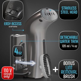 Travel Size Compact Travel Garment Steamer for Clothes to Go and Home Safe for Any Fabrics - Portable Handheld Steamer Powerful Steam Generator Iron for Clothes Best for Travel, 110V