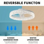 Thin Ceiling Fan with Light, 15.7-Inch Ceiling Fan with Light, Dimmable Embedded LED Fan, 3 Colors, 6-Speeds, Suitable for Bedroom, Living Room, Dining Room, Kitchen