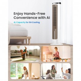 Portable Evaporative Tower Fan Cooler with Cooling Packs - 80° Oscillation, 3 Speeds/4 Modes, 12H Timer & 20ft Remote Control, for /Office Air Cooler, No Required (Compatible with Cooling Packs)