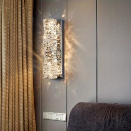 Luxury-modern gold/silver crystal wall lamp with LED three-color changing light. Suitable for bedrooms, bedside tables, corridors, etc. It is suitable for various indoor home lighting and decoration in different places. No wall switch is included.