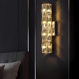 [Modern Minimalist LED] Modern Minimalist LED Wall Light | 3-Color Dimmable, Stainless Steel & Crystal Sconce, Semi-Flush Mount for Bedroom, Hallway, Bedside, Hardwired 110-240V, No Battery, Easy Installation, Contemporary Lighting, Sleek Metallic Finish, Wall Light For Living Room, Bedroom, Modern, Crystal Wall Light, Wall Lamp, Room Lamp, Indoor Wall Sconce