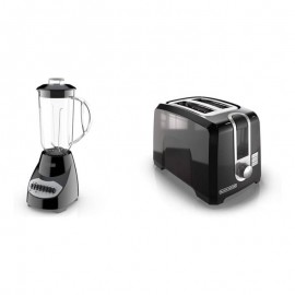 Crush Master Blender, 10 - Speeds with Stainless Steel Blades, BL2010BP and 2 - Slice Wide Slot Toaster, One Size, Kitchen Appliance, Smoothie Maker, Sleek Design, Compact Appliance, Sturdy Build, Highspeed Motor, Versatile Blender, Blending Machine