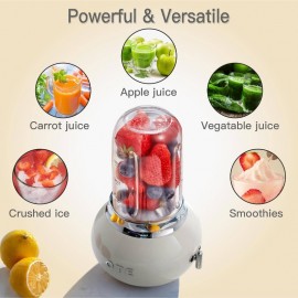 Personal Blender with 14oz Glass Jar & 4 Stainless Steel Blades - 20000 RPM Powerful Motor, BPA-Free Retro Portable Cordless Blender (Battery-Powered, Non-) for Smoothies, Shakes, Juices - Lightweight Pink Kitchen Blender with Ergonomic Handle