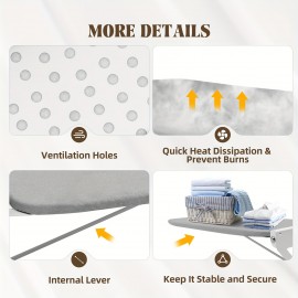 Modern Foldable Wall-Mounted Rotating Ironing Board with 160° Swivel & Adjustable Height - Space-Saving Design, Heavy-Duty High-Temperature Resistant Surface, Internal Lever Stability & Wire Holder - Ideal for Home, Laundry Room, Dorm - Easy Installation, Compact Ironing Board for Small Spaces (Gray) - Ideal for Right/Left-Handed Use, Durable Foam/Felt/Fabric Construction