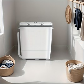 19/22/32lb Capacity Compact Portable Double Drum Washing Machine with Free 10 Hangers & Drying Rod - Heavy-Duty Drum Washer, Energy-Efficient 5-Tier Motor, Space-Saving for Small Loads, Camping, RV, Apartments ( Plug, 110V)