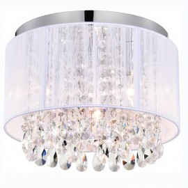Modern Pink Crystal Chandelier – Elegant Flush Mount Ceiling Fixture with Adjustable Height, Perfect for Living Room, Bedroom, Kitchen & Bathroom, E14 Base (Bulbs Not Included)